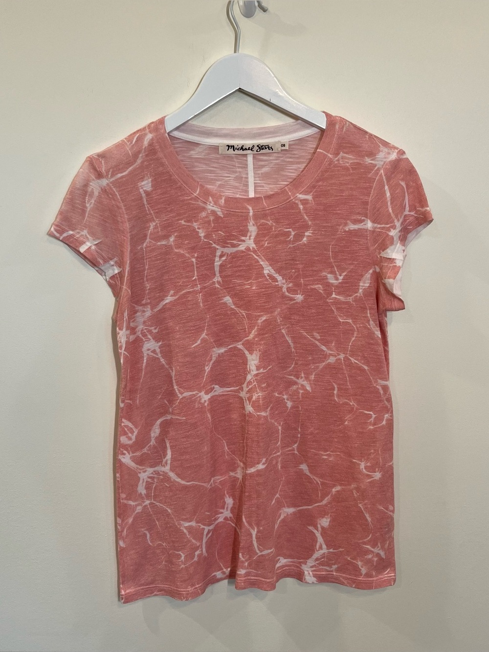 Michael Stars Pink Womens one size Stretch Short Sleeve Abstract 6935